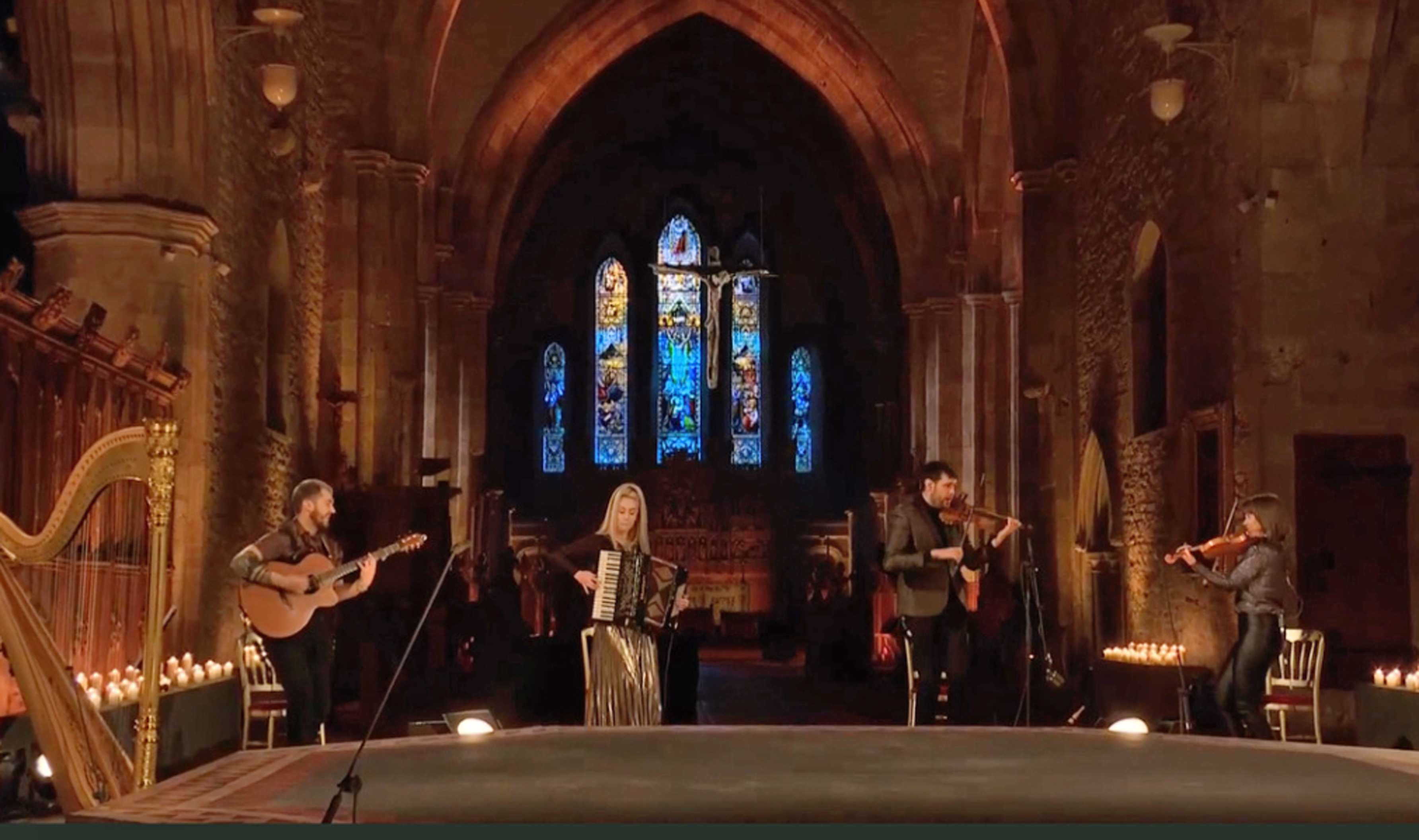 Calan playing at Brecon Cathedral for the Metropolitan Opera