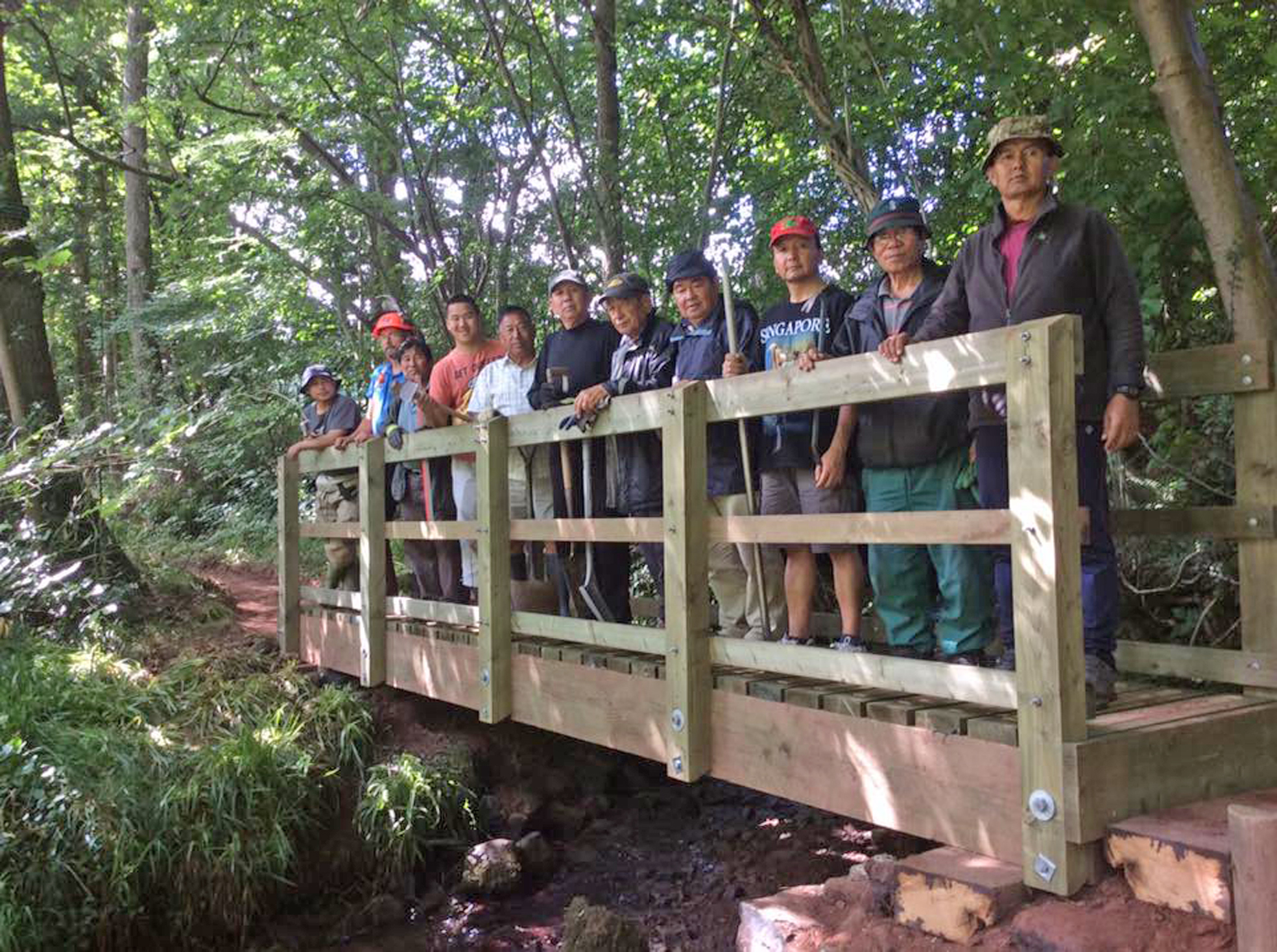 Gurkha volunteers on the path they created in Brecon